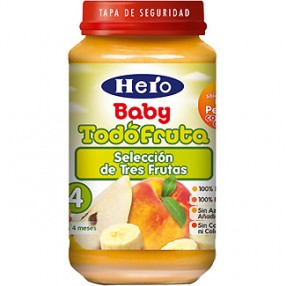 HERO BABY potito de 3 frutas tarro 250 grs